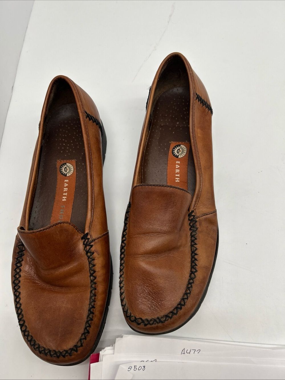Earth Origins Women’s Brown Leather Slip-On Loafers size 10